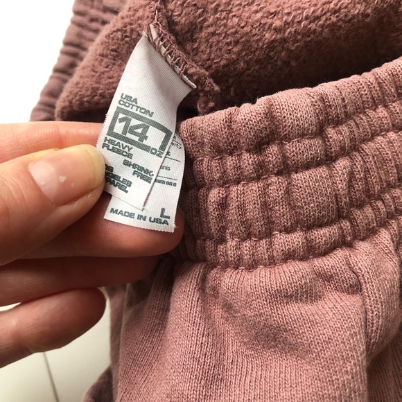 Los Angeles Apparel Garment Dye Heavy Fleece Shorts - Mauve, Size Large - Picture 4 of 4